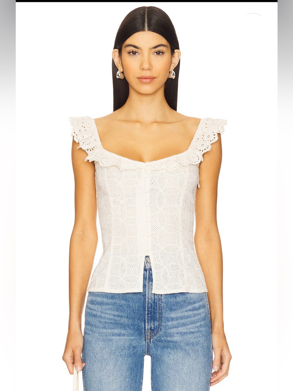 NWT line and dot Auriela ivory eyelet sleeveless corset top